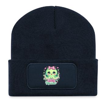 Girly Monster – Monstre à Tentacules Kawaï Vert &  - Beanie recyclé à patch - bleu marine - Devant