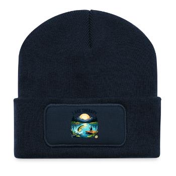 Lake Therapy Sunset Fishing - Recycled Patch Beanie - french navy - Front