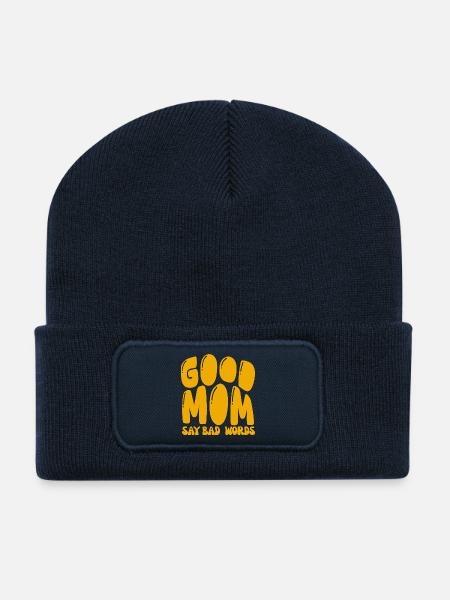 Good Mom say bad words - Recycled Patch Beanie - french navy
