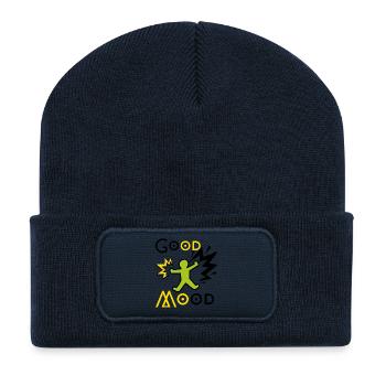 Personnage joueur vert et jaune explosif - Beanie recyclé à patch - bleu marine - Devant