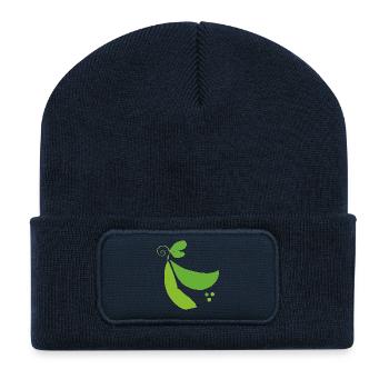 Grüne Erbsenschote Silhouette - Recycelte Patch Beanie - French Navy - Vorne