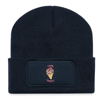 Vielfalt Eiscreme Herz Motiv - Recycelte Patch Beanie - French Navy - Vorne
