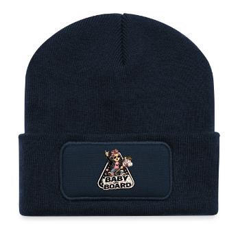 Baby on Board Rocker Stil - Recycelte Patch Beanie - French Navy - Vorne