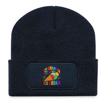 Opa mit Eiscreme - Recycled Patch Beanie - french navy - Front