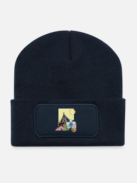 Camping in a tent - Recycled Patch Beanie - french navy