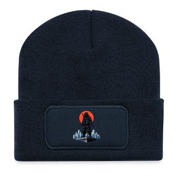 Urban Ninja in front of a red moon - Recycled Patch Beanie - french navy - Front
