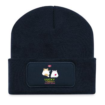 Amour des chats - Beanie recyclé à patch - bleu marine - Devant
