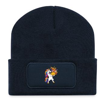 Funny Unicorn Taco Catastrophe - Recycled Patch Beanie - french navy - Front