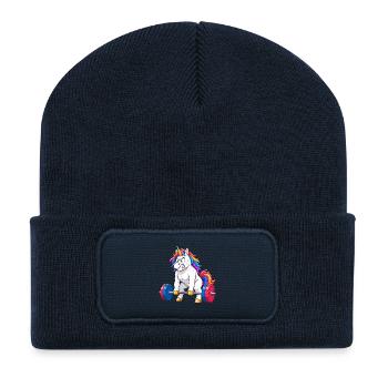 Funny Unicorn Gym Deadlift - Recycled Patch Beanie - french navy - Front