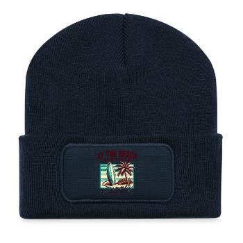 Summer Paradise on the Beach Retro Surf - Recycled Patch Beanie - french navy - Front