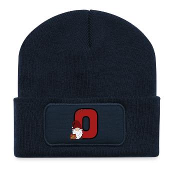Roter Null Weihnachtsmann Design - Recycelte Patch Beanie - French Navy - Vorne