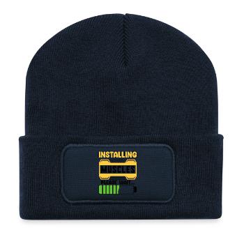 Installing Muscles Please wait Bodybuilding Mann - Recycelte Patch Beanie - French Navy - Vorne