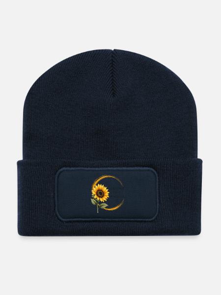Verstehen statt bewerten – Sonnenblume Awareness - Recycelte Patch Beanie - French Navy