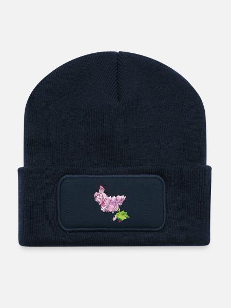 Blüte mit Insekt - Recycelte Patch Beanie - French Navy