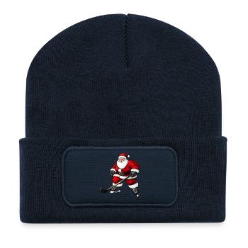 Dicker Eishockey Weihnachtsmann - Recycelte Patch Beanie - French Navy - Vorne
