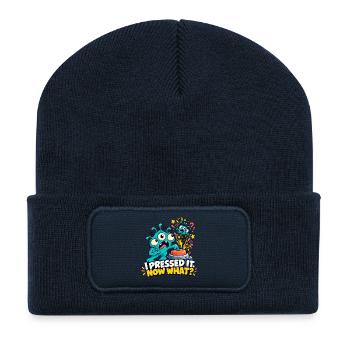 Ich habe ihn gedrückt. Und jetzt? - Recycelte Patch Beanie - French Navy - Vorne