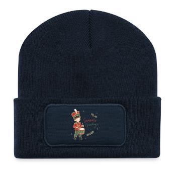 Aquarell Kleiner Trommlerjunge - Recycelte Patch Beanie - French Navy - Vorne