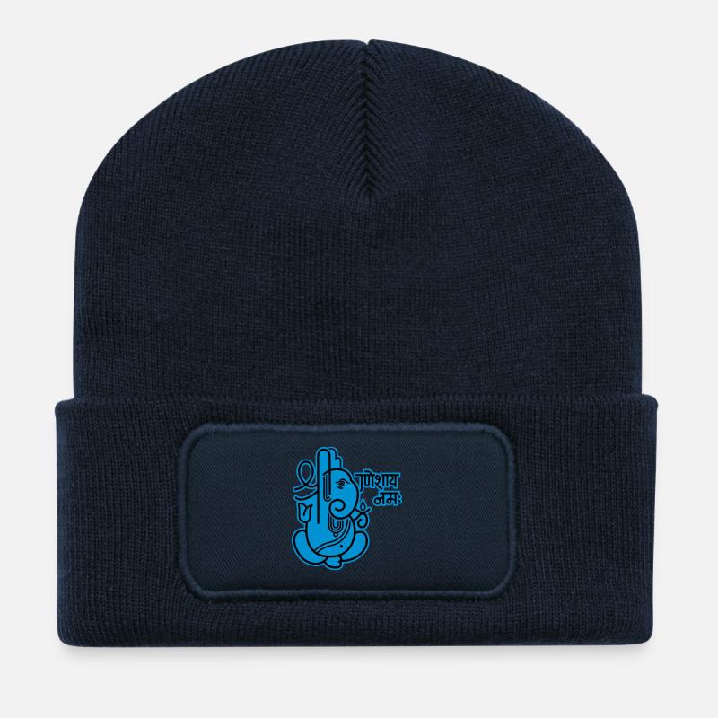 Ganesha Elefant (elephant) No.05_2c - Recycelte Patch Beanie - French Navy