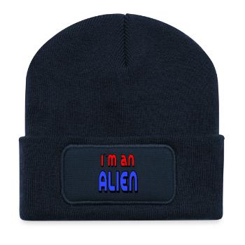ALIEN 🛸 bold text in red and blue - Recycled Patch Beanie - french navy - Front