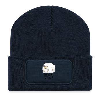 Pourquoi tant de laine ? - Beanie recyclé à patch - bleu marine - Devant