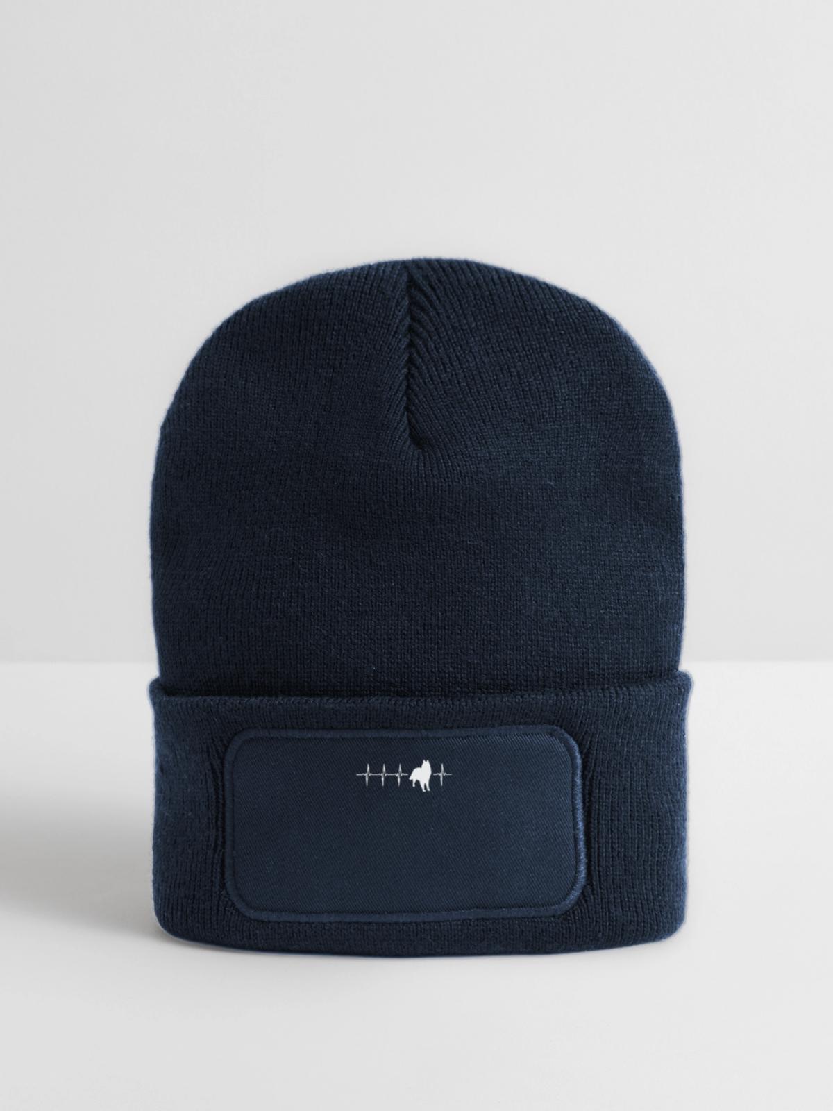 Lustige Groenendael Geschenk-Idee - Recycelte Patch Beanie - French Navy - Vorne