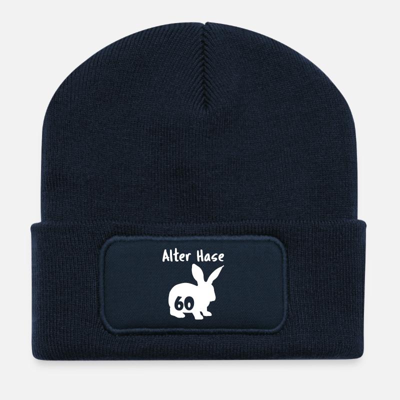 alter Hase 60. Geburtstag - Recycelte Patch Beanie - French Navy