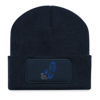 Fussabdruecke blau - Recycelte Patch Beanie - French Navy - Vorne