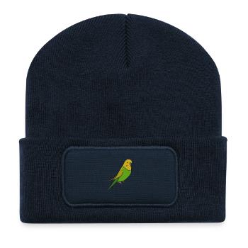 Wellensittich - Grün gelber Welli - Recycelte Patch Beanie - French Navy - Vorne