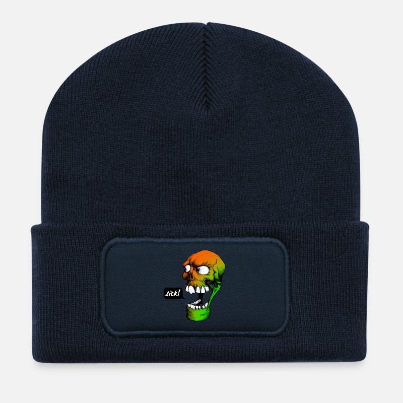 Crâne psychédélique - Beanie recyclé à patch - bleu marine