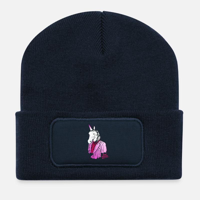 pink hipster unicorn - Recycelte Patch Beanie - French Navy