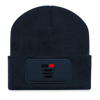 Baby und Kleinkind Motiv "HERZ" - NorisBabyTee - Recycelte Patch Beanie - French Navy - Vorne