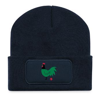 poule poulet coq fou cuisine - Beanie recyclé à patch - bleu marine - Devant