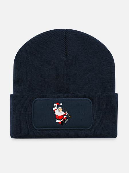 noël noël père noël weihnachtsmann3 - Beanie recyclé à patch - bleu marine