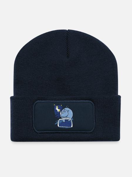 Rhino rhinoceros unicorn funny Christmas gift - Recycled Patch Beanie - french navy
