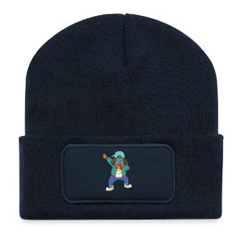 Tamponnant dab rappeur cadeau drôle drôle - Beanie recyclé à patch - bleu marine - Devant