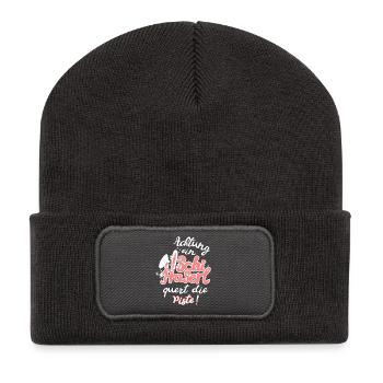 Skihaserl lustige witzige Schifahrer Sprüche Mädel - Recycelte Patch Beanie - Dunkelgrau - Vorne