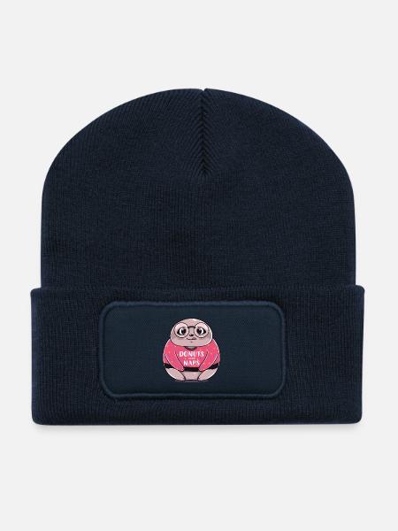 Faultier Donut Schlaf lustig Geschenk Geburtstag - Recycelte Patch Beanie - French Navy