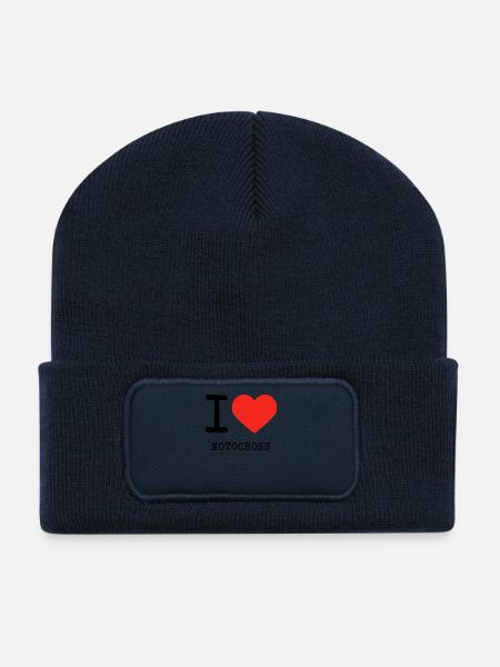 I love motocross - Recycled Patch Beanie - french navy
