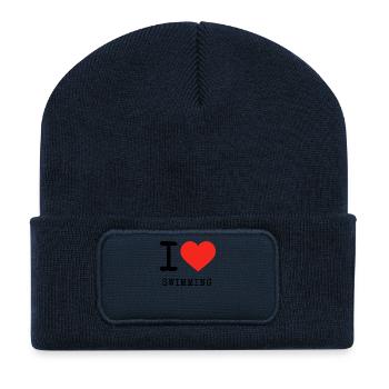 I love Swimming - Recycelte Patch Beanie - French Navy - Vorne