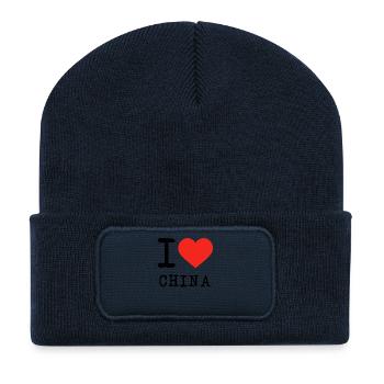 J'aime la Chine - Beanie recyclé à patch - bleu marine - Devant