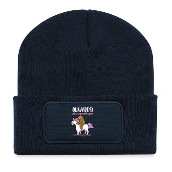 Paresseux licorne drôle cadeau drôle anniversaire - Beanie recyclé à patch - bleu marine - Devant