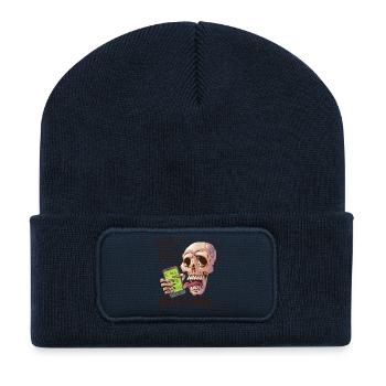 Skull with ringing mobile phone - Recycled Patch Beanie - french navy - Front