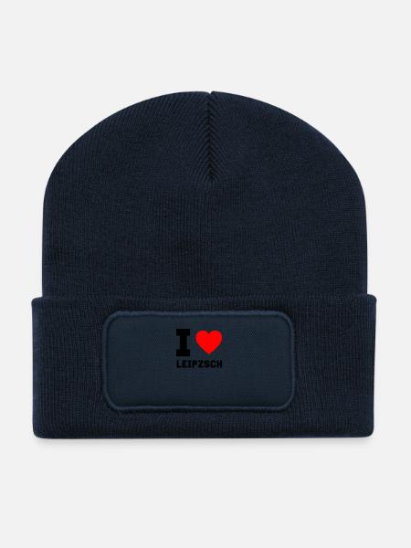 I Love Leipzsch Leipzig Geschenkidee Heimatstadt - Recycelte Patch Beanie - French Navy