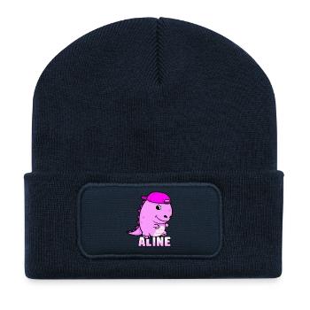 Aline cadeau d'anniversaire - Beanie recyclé à patch - bleu marine - Devant