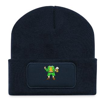 St Patricks Day Leprechaun Costume Goblin Kostüm - Recycelte Patch Beanie - French Navy - Vorne