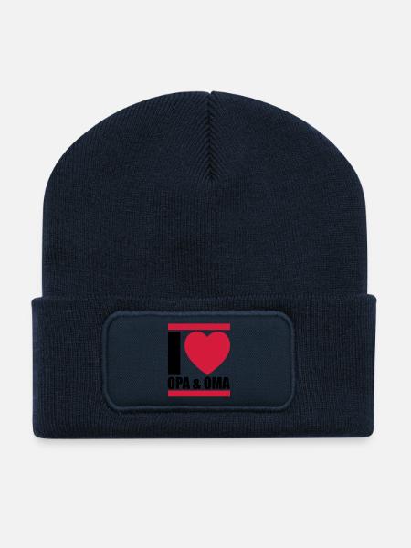 i love oma & opa - Recycelte Patch Beanie - French Navy