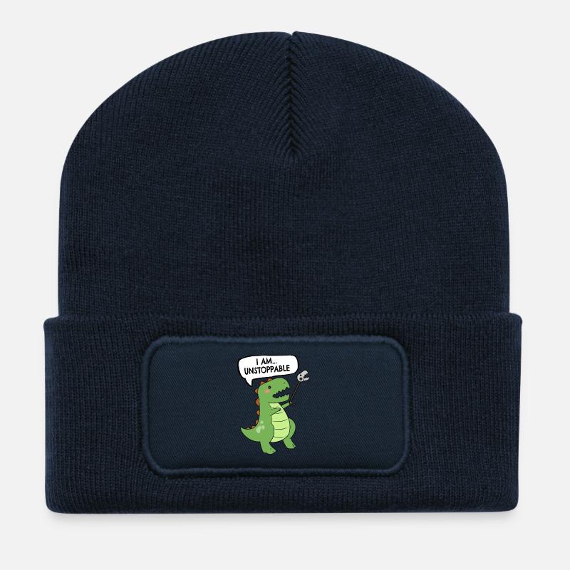 Unaufhaltsam T-Rex Dino Dinosaurier Tyrannosaurus - Recycelte Patch Beanie - French Navy