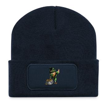 Dabbing Leprechaun Kobold St Patricks Day T-Shirts - Recycelte Patch Beanie - French Navy - Vorne