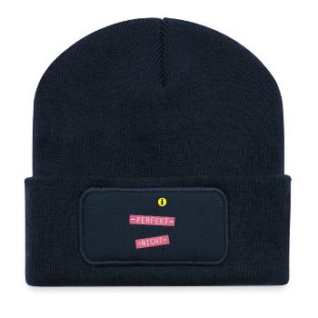 Ich bin nicht perfekt und ich arbeite nicht daran! - Recycelte Patch Beanie - French Navy - Vorne