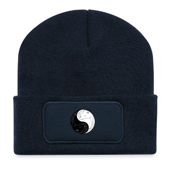 Symbole drôle de Tai Chi de Yin Yang Horse - Beanie recyclé à patch - bleu marine - Devant